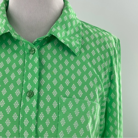 Merona womens top size L green button down retro - Picture 4 of 11